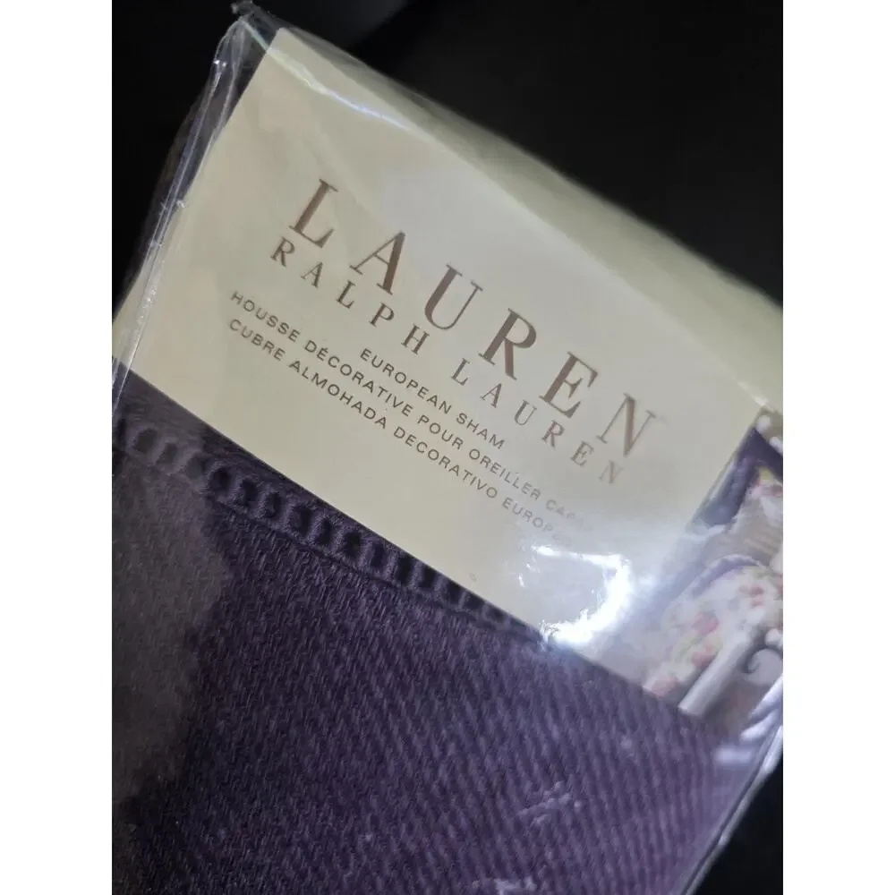 Ralph Lauren Surrey Garden EUROPEAN Euro Pillow Sham Purple Cotton NEW 1 Count